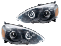 Оптика. Фары передние ANZO USA для Acura RSX Ноnda DC5 2002 - 2004 Ангельские глазки. Черные.